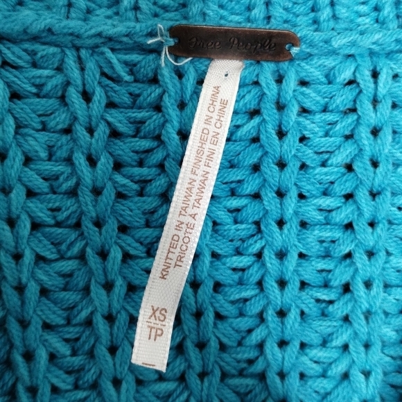 Free People Bell Song Pullover Knit Sweater Teal Blue OB1515484 Women's size XS - Picture 4 of 7